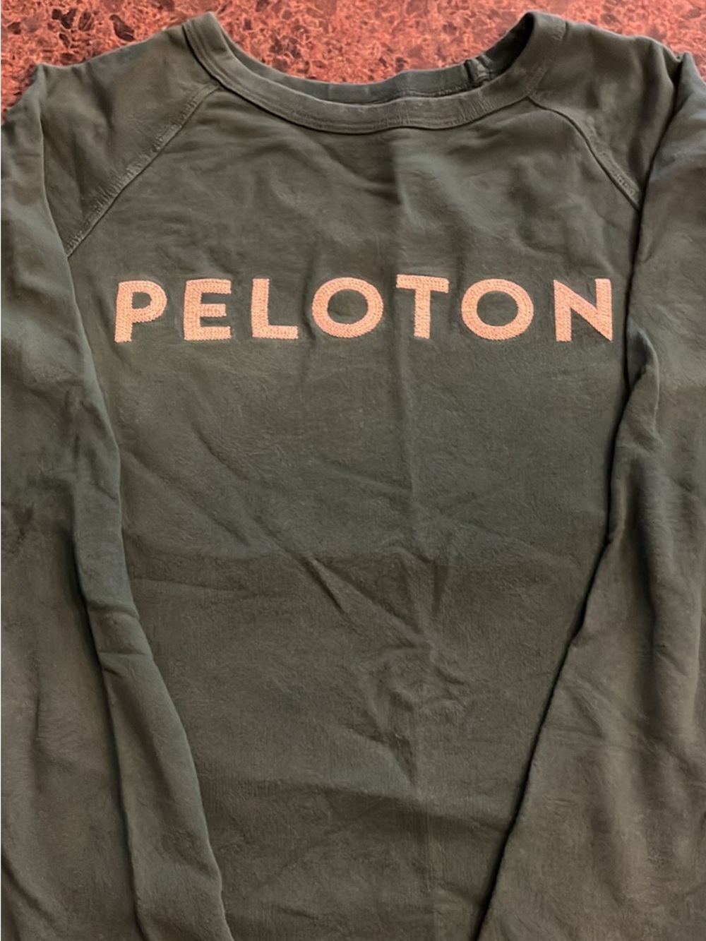 Peloton Men’s Long-Sleeve Crewneck Shirt - Olive with White Logo